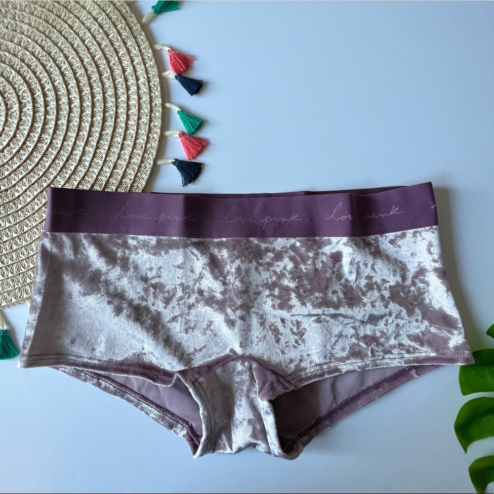 Victoria’s Secret PINK Velvet Logo Boyshort Panty Purple XL NEW